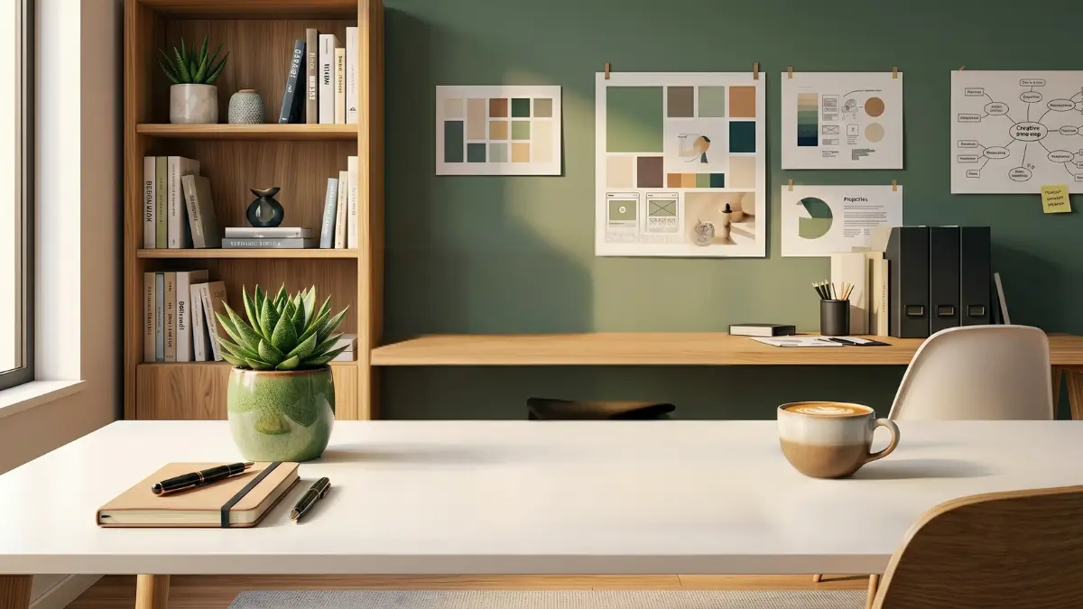 A modern creative workspace, professional lighting, evoking innovation.